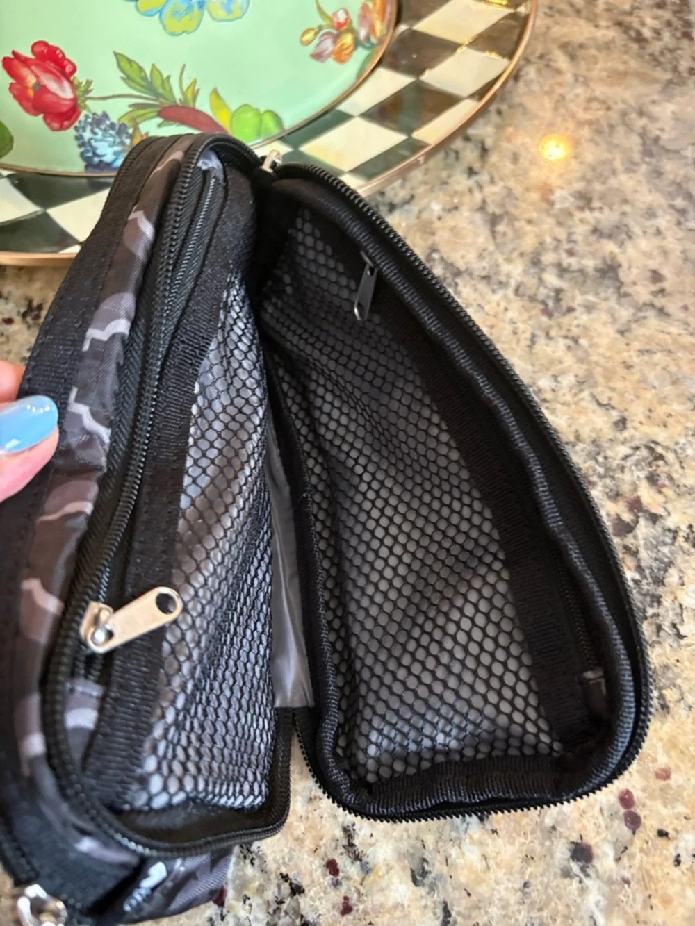 Brighton Black and Gray Patterned Cosmetic Zip Pouch